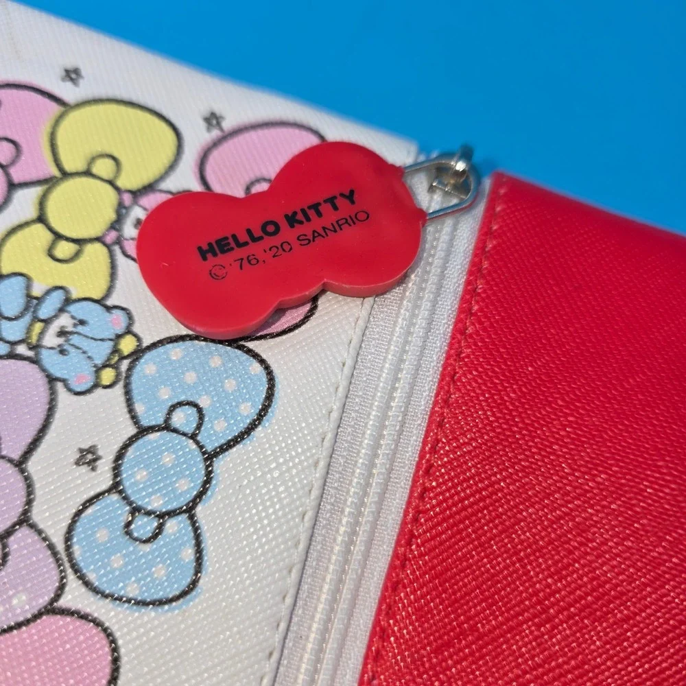 Sanrio Hello‎ Kitty Crossbody Bag Red White Bow Print Small Travel Pouch Pockets